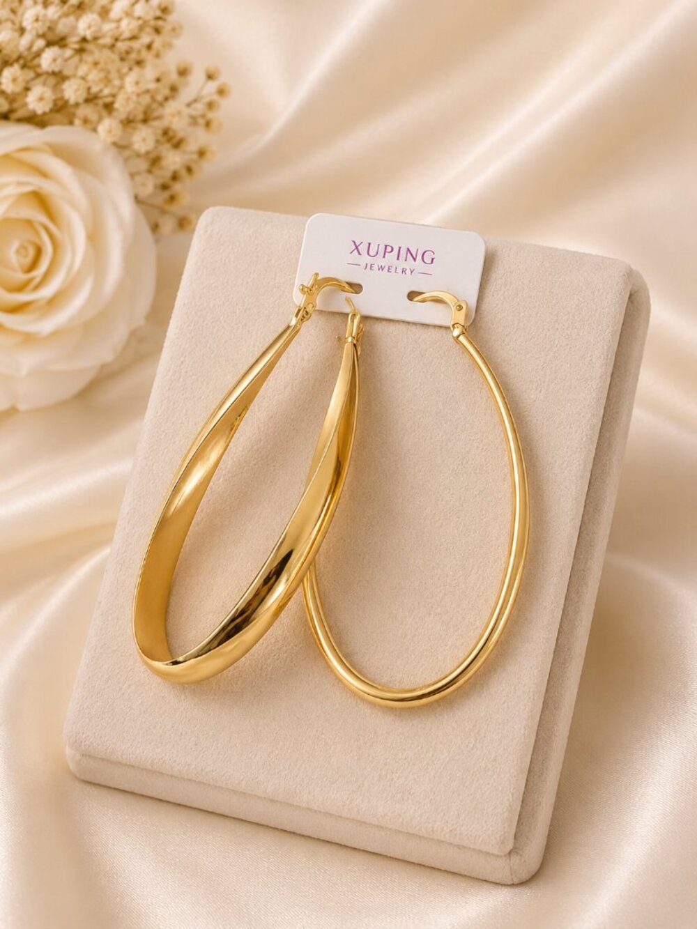 18k Laminated Gold-Tone Twisted Hoop Earrings